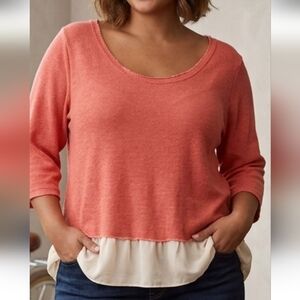 SWAK Coral and Cream Women's Top